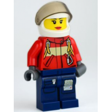 cty280 Fire - Pilot Female, Red Fire Suit with Carabiner, Dark Blue Legs with Map, White Helmet, Red Lips